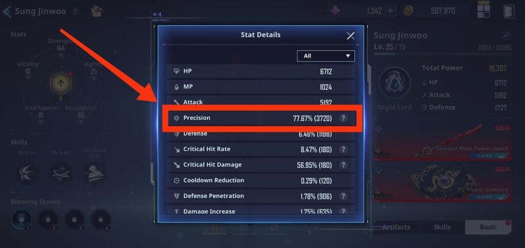 stat details - Solo Leveling Arise
