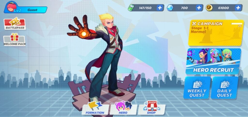 Frontline Hero home screen