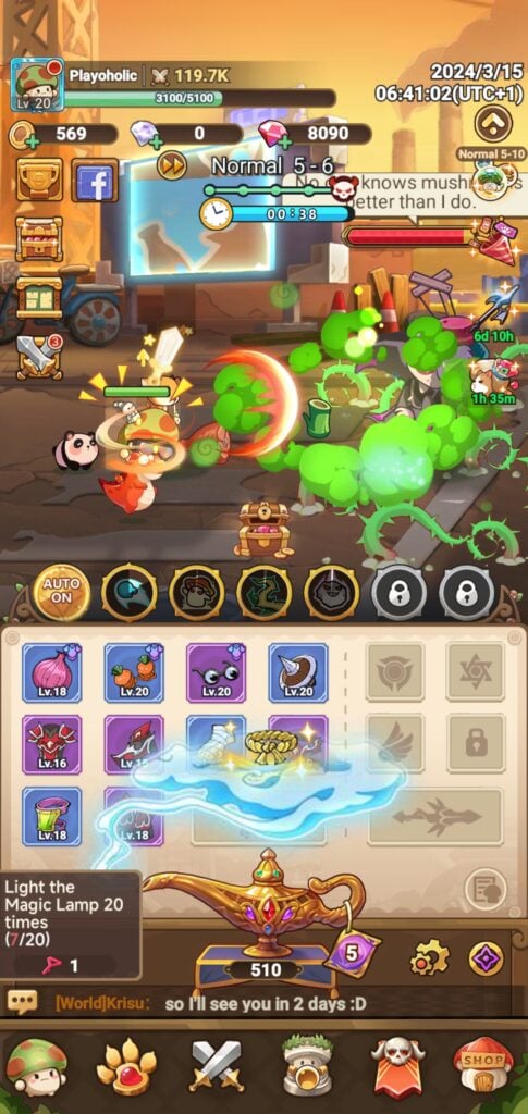 Idle combat in Legend of Mushroom.