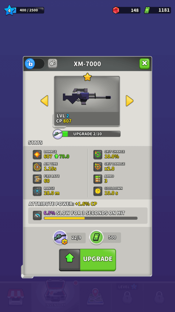 Leveling up an equipment. 