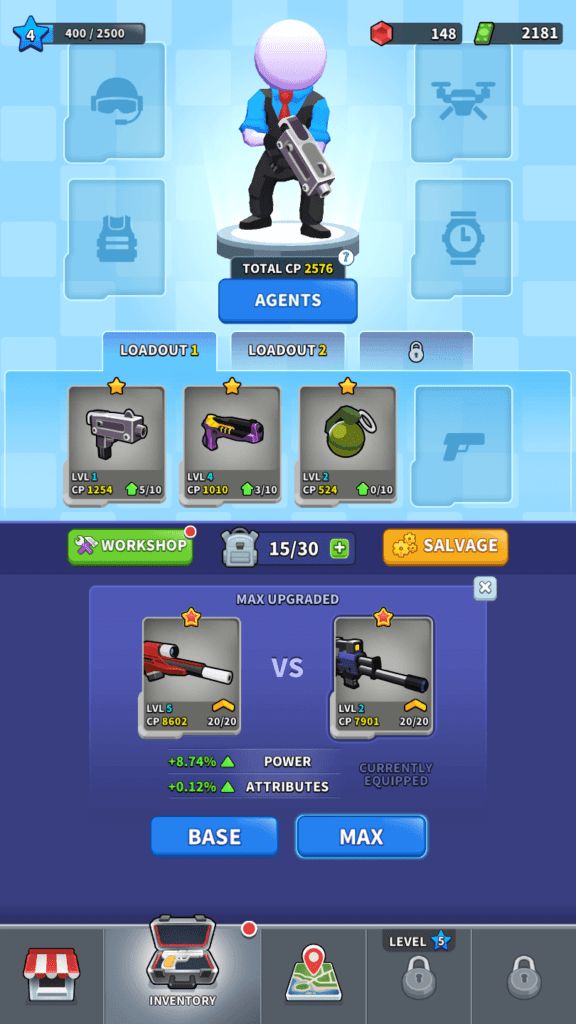 Weapon comparison screen
