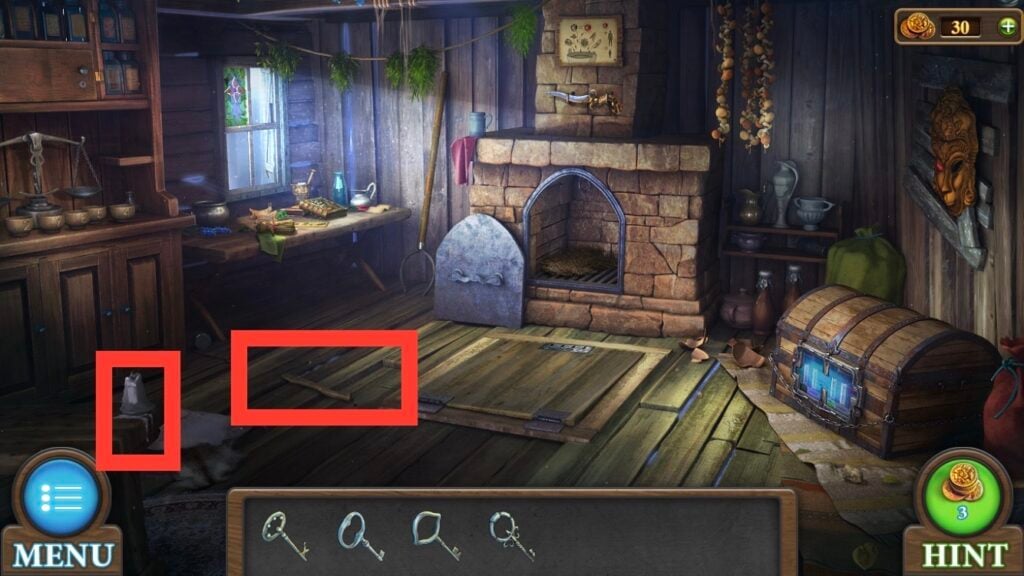 location of the candle and the wooden handle Tricky Doors level 1
