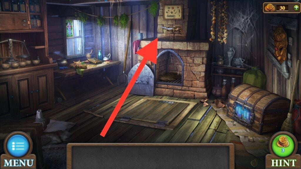 location of the ritual knife and the recipe painting in Tricky Doors level 1
