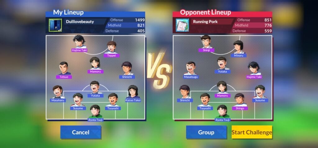 My Lineup and Opponent Lineup