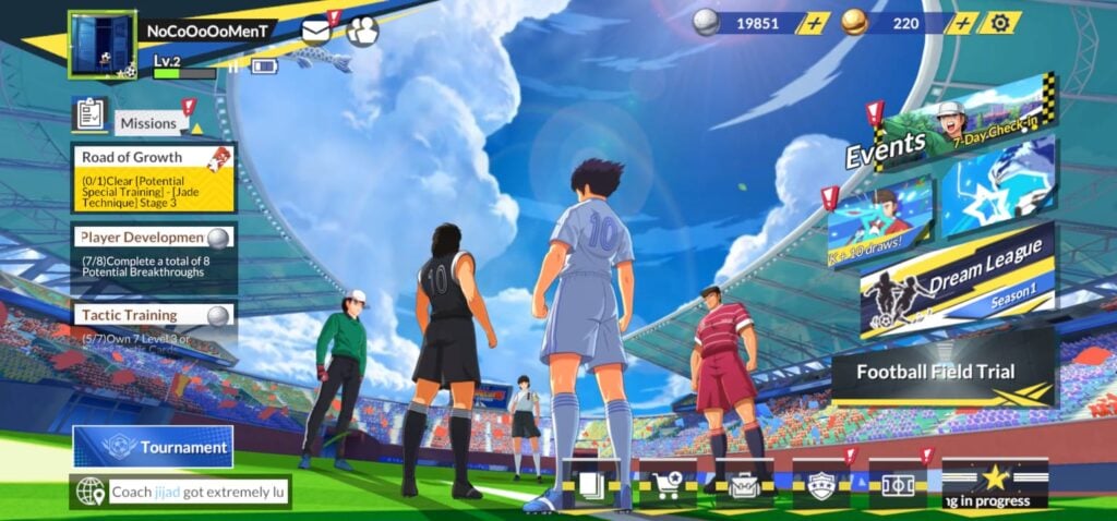 Captain Tsubasa Ace main screen