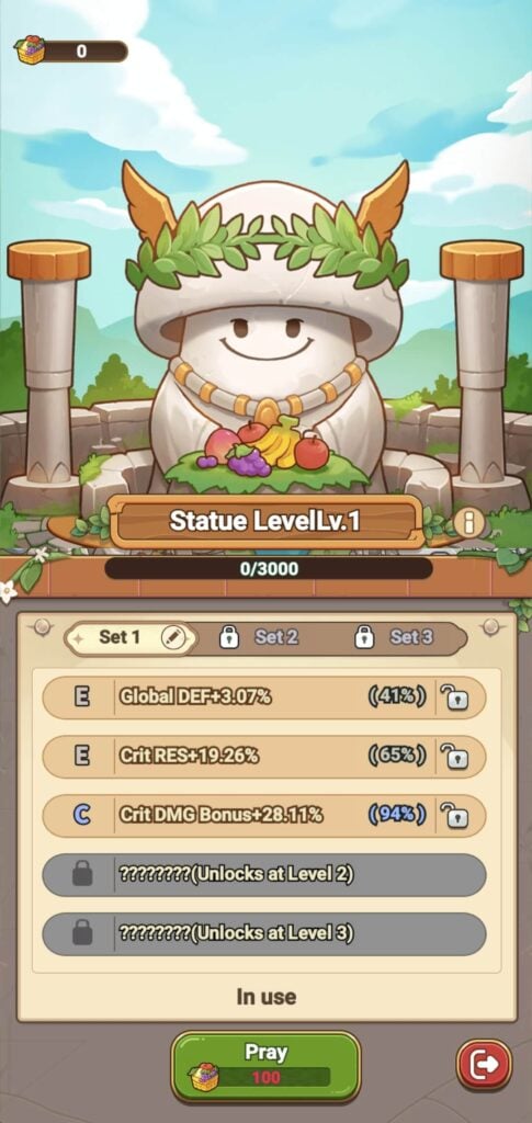 The Prayer Statue in Legend of Mushroom.