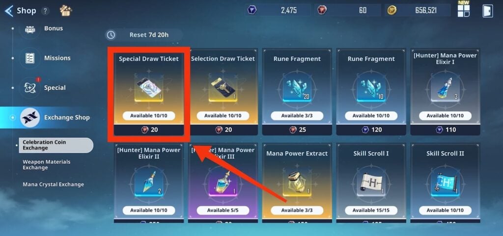 Celebration Coin Exchange Shop (get Special Draw Tickets) - Solo Leveling Arise