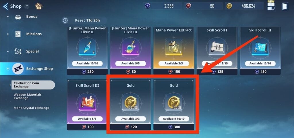 Gold from the Exchange Shop - Solo Leveling Arise